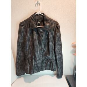 Sandro Sportswear Gray Textured Zip Jacket Size L Modern Peplum Style‎